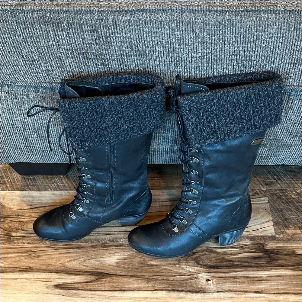 Black Lace Up Riding Boots by Eric Michael